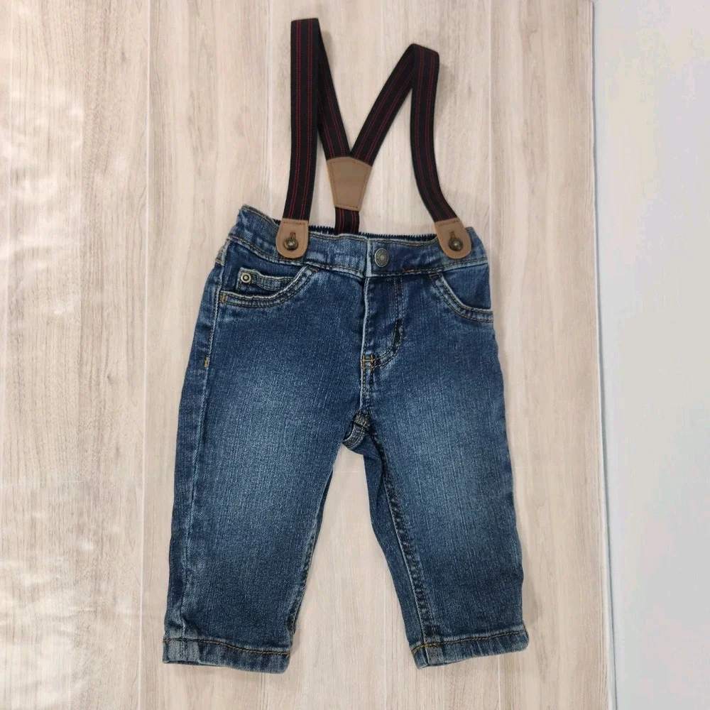 Carter's Denim Jeans with Adjustable Suspender Attached Size 6 Months‎